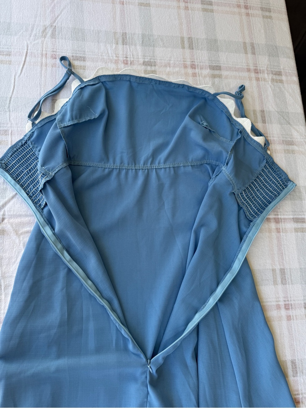 Rare handmade coastal cowgirl Maxi Dress with White ric-rac Scallop Trim - Picture 10 of 12